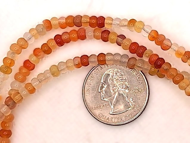 4x3mm Carnelian Smooth Rondelle Gemstone Beads 8-inch Strand