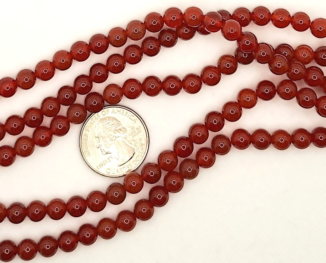 7mm Carnelian Round Gemstone Beads 8-inch Strand