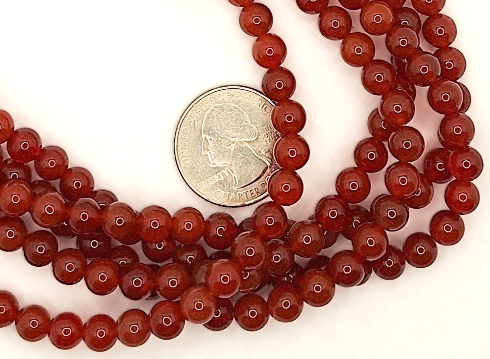 7mm Carnelian Round Gemstone Beads 8-inch Strand
