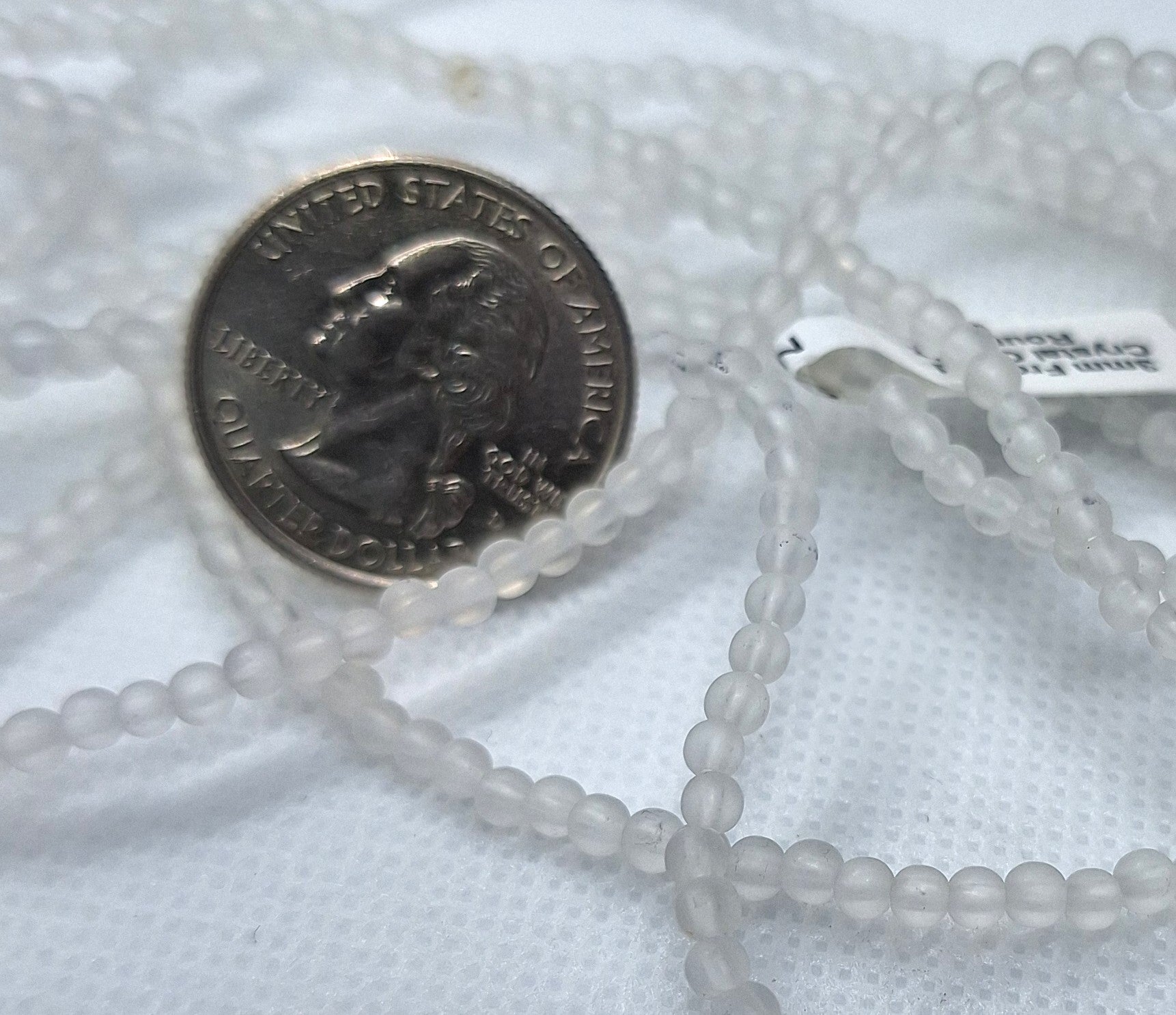 3mm Frosted Crystal Quartz Round Gemstone Beads 16-Inch Strand