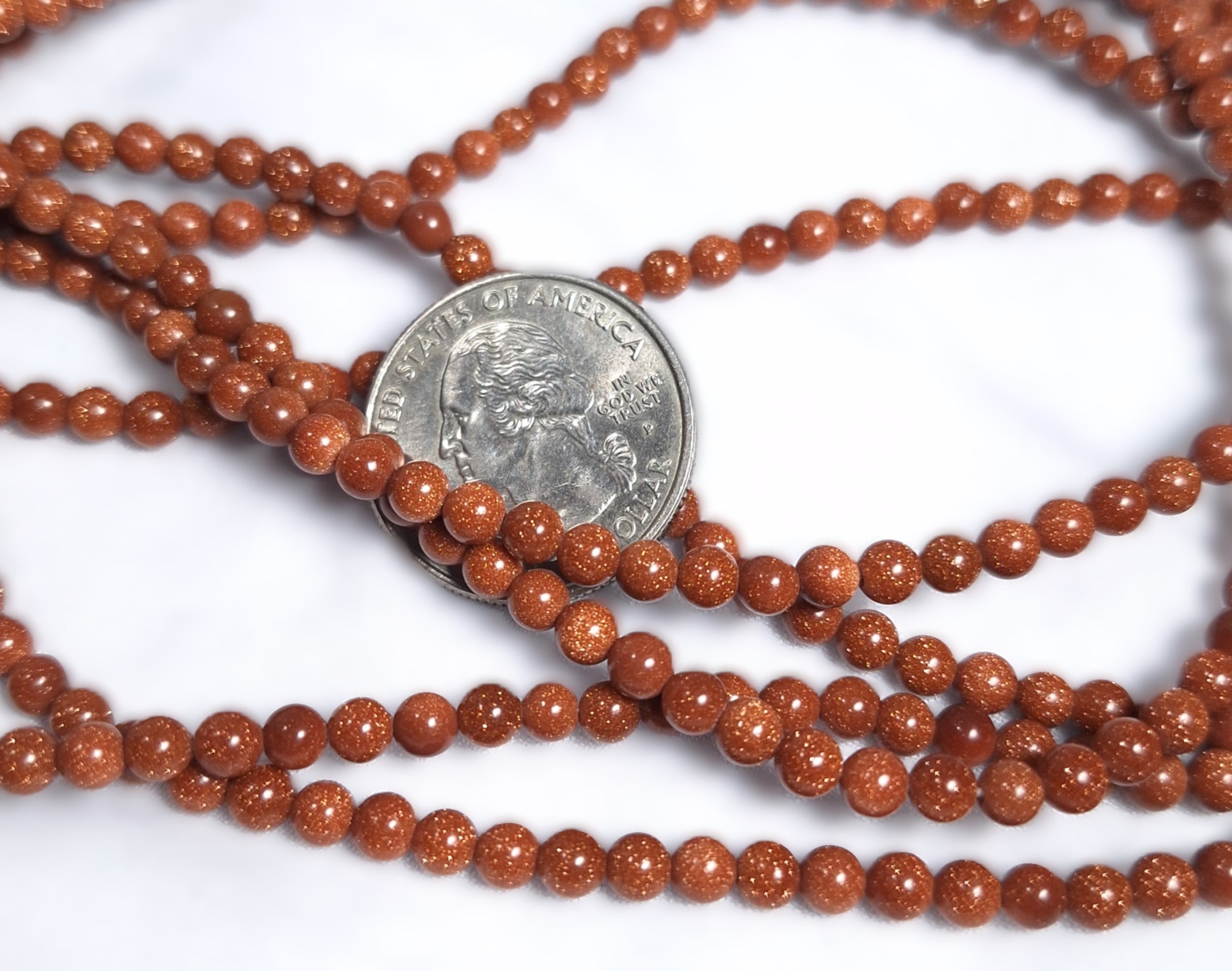 4mm Goldstone Round Gemstone Beads 16-Inch Strand