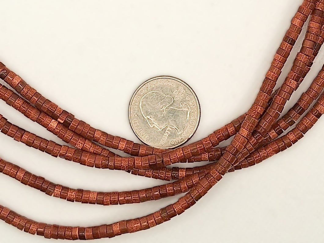 4x2mm Goldstone Button Heishi Gemstone Beads 8-inch Strand
