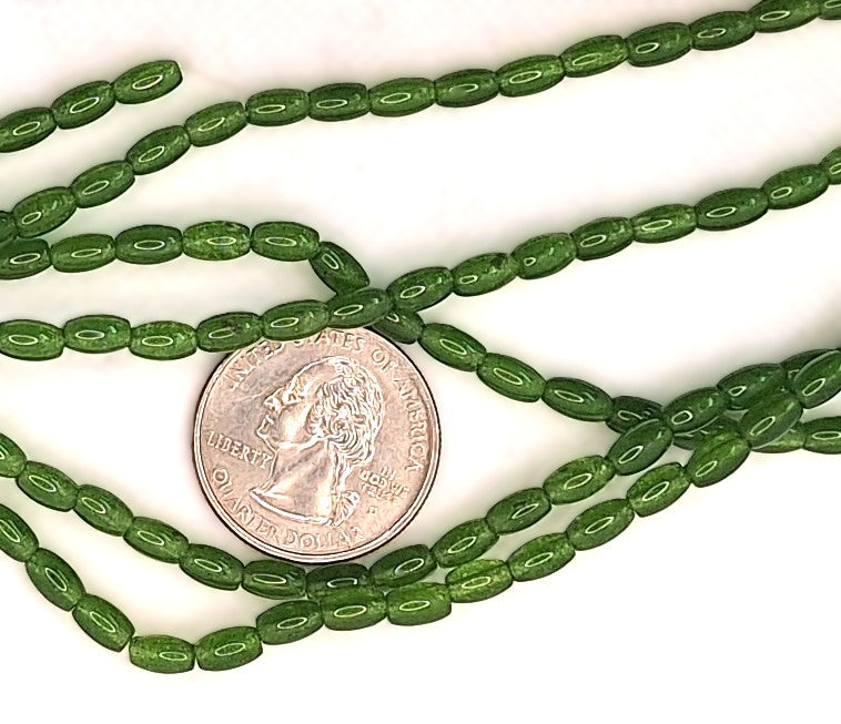 6x4mm Green Aventurine Rice Gemstone Beads 8-inch Strand