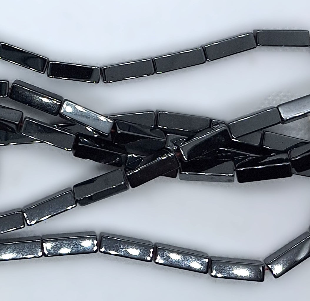 13x4mm Hematite Square Cylinder Gemstone Beads 16-Inch Strand