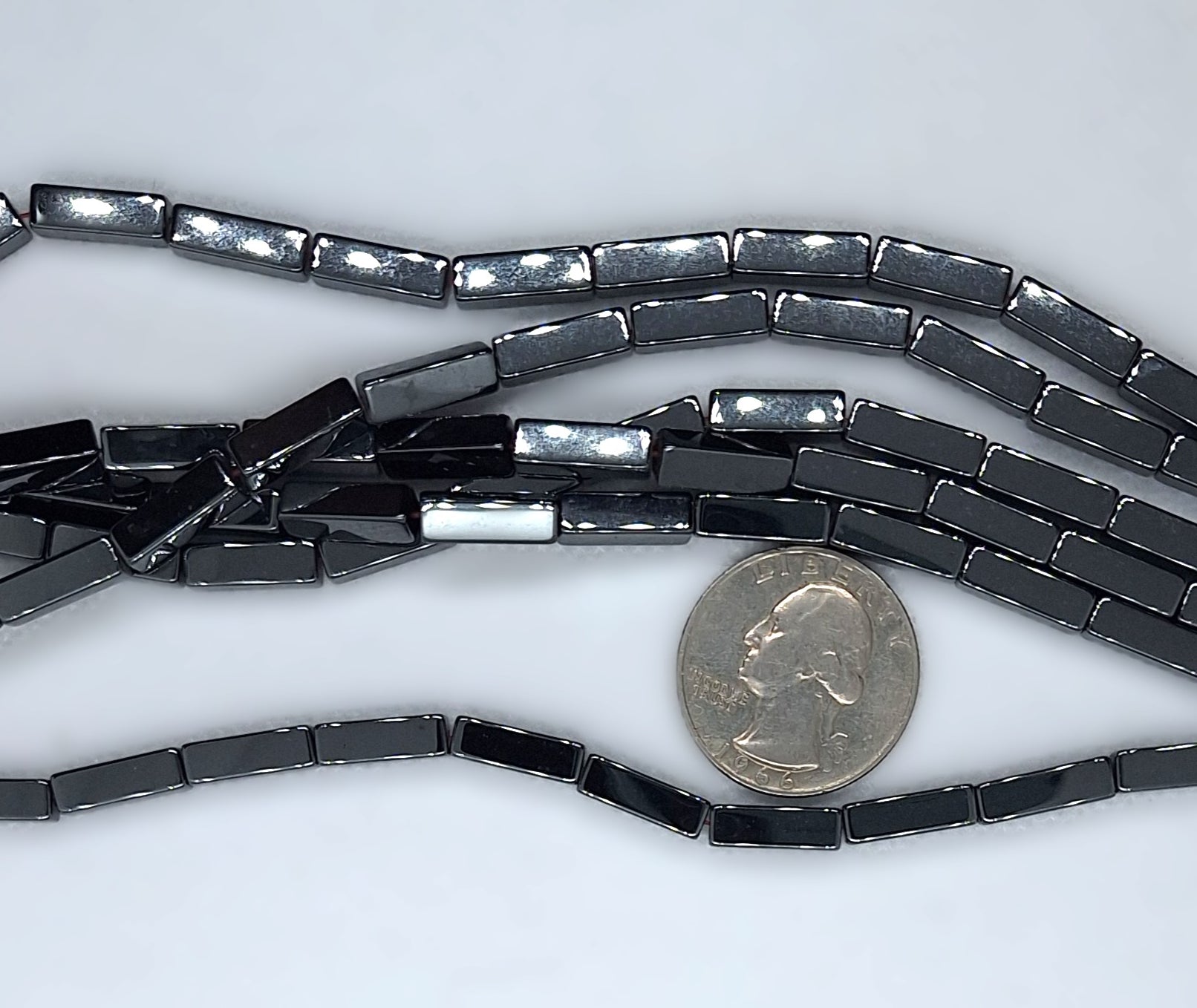 13x4mm Hematite Square Cylinder Gemstone Beads 16-Inch Strand