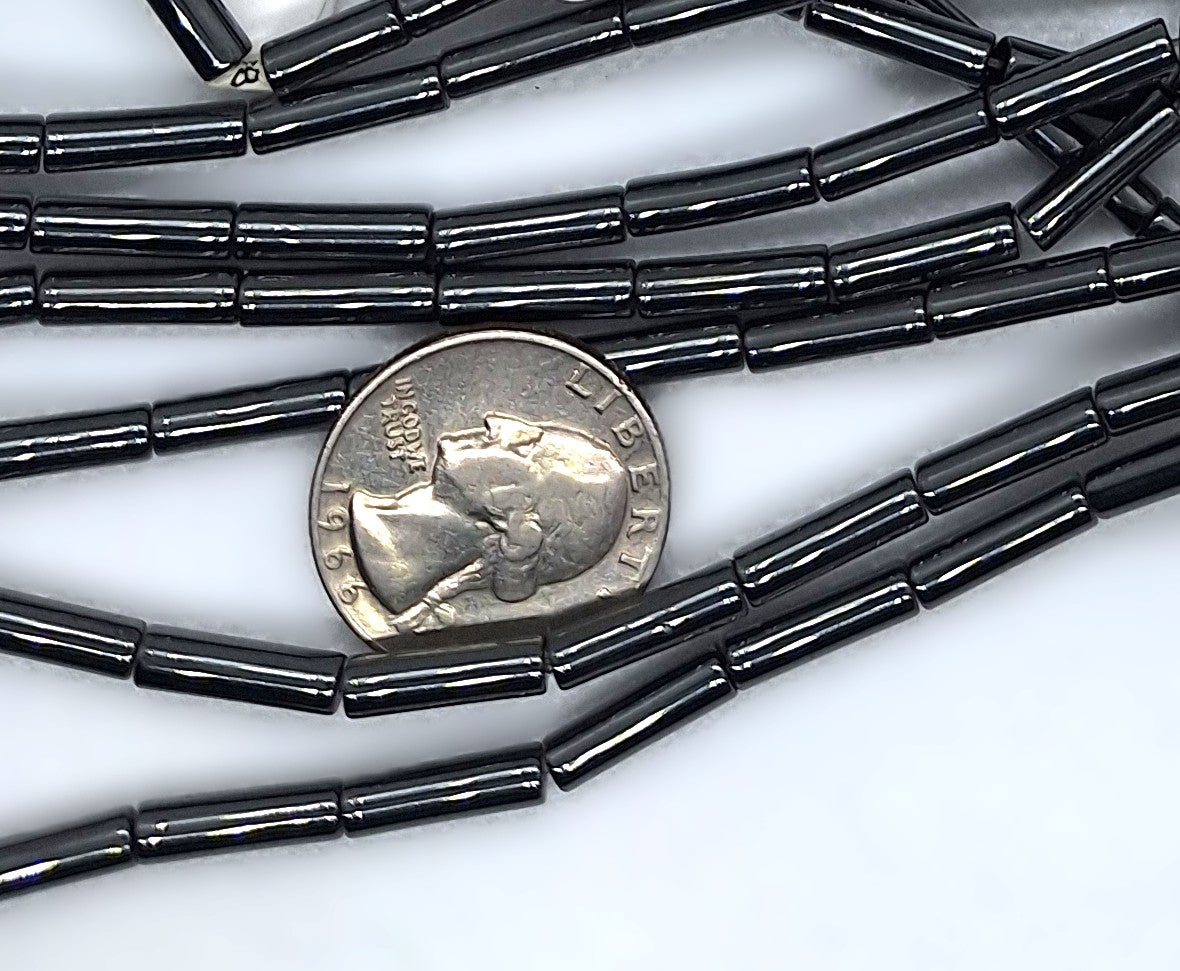 13x4mm Hematite Tube Gemstone Beads 16-Inch Strand