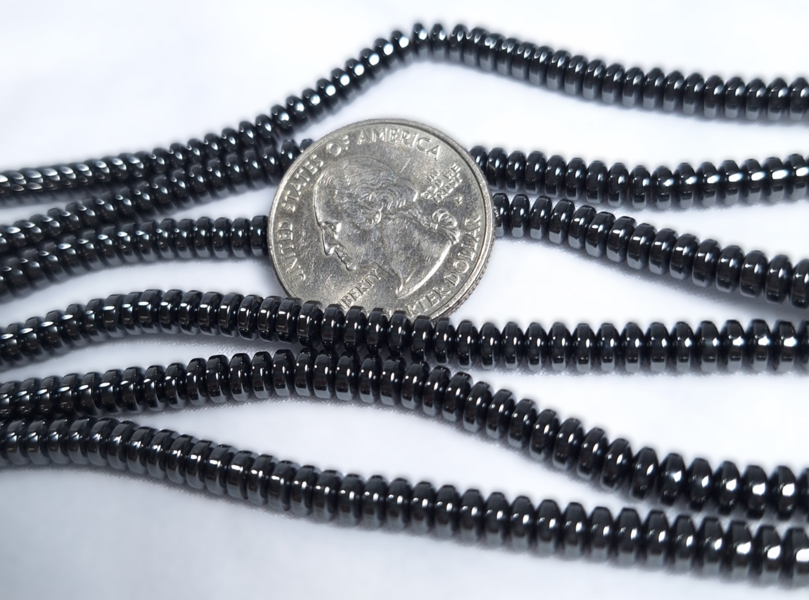 5x2mm Hematite Saucer Rondelle Gemstone Beads 16-Inch Strand