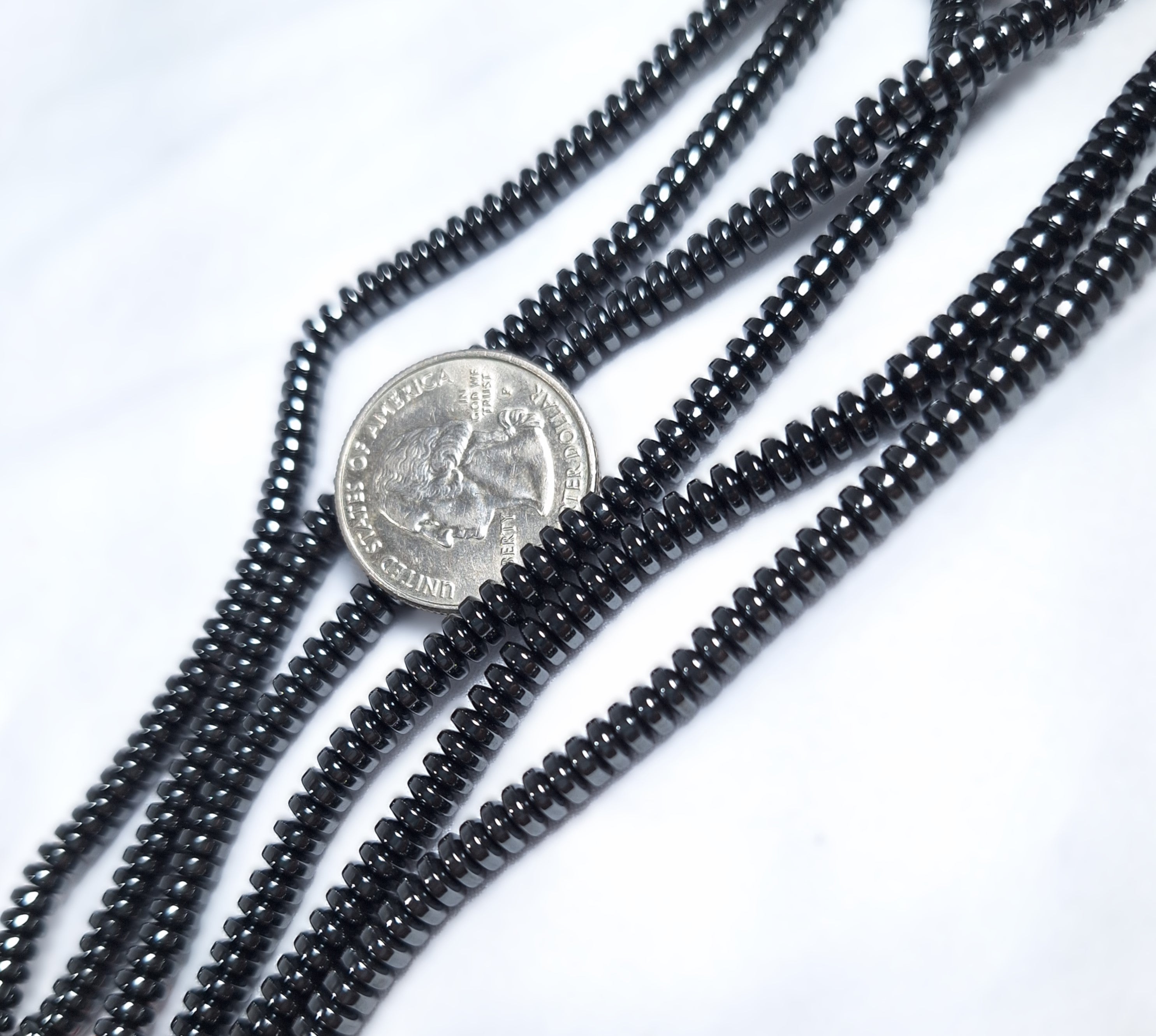 5x2mm Hematite Saucer Rondelle Gemstone Beads 16-Inch Strand
