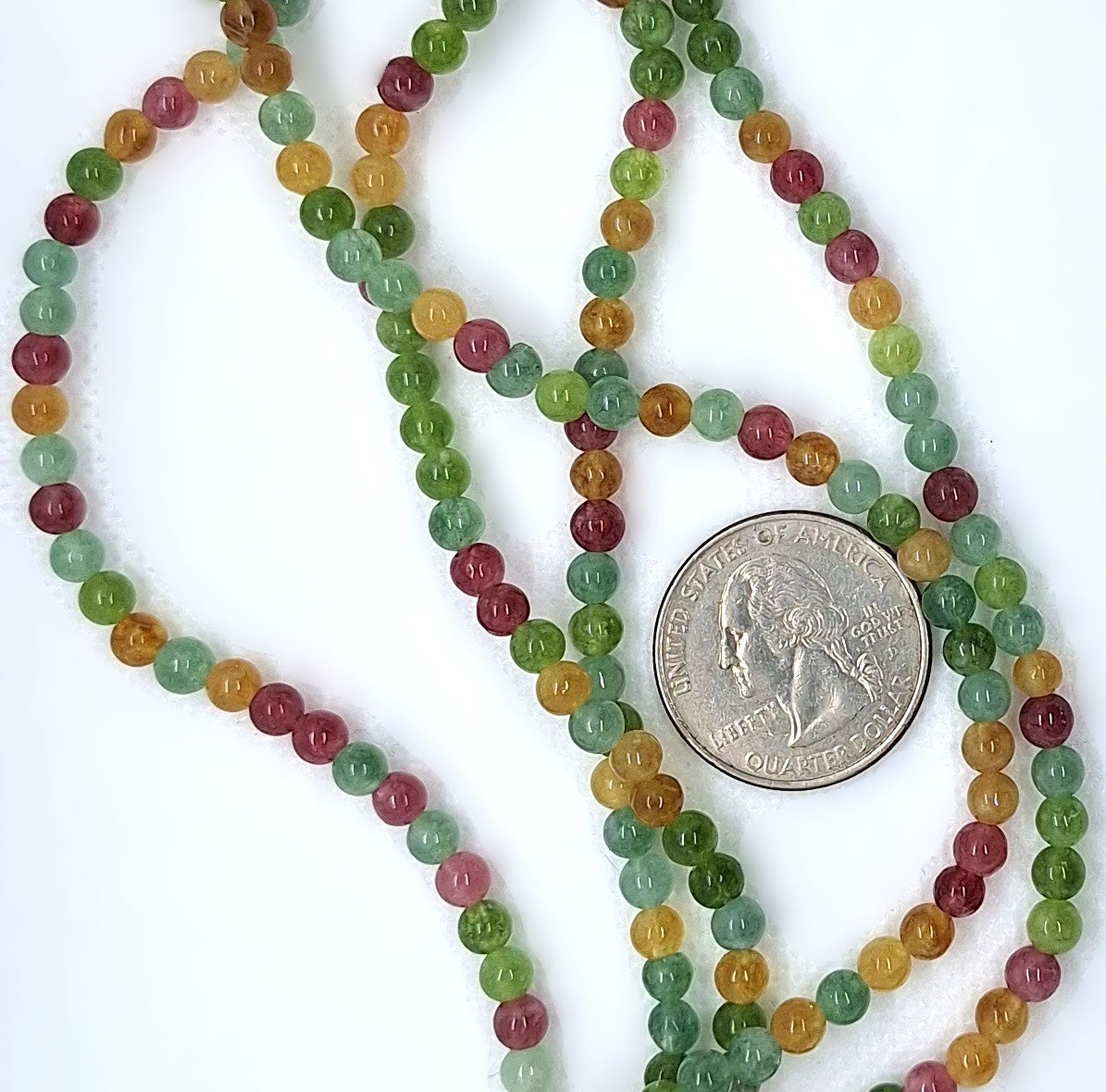 4mm Tourmaline Dyed Jade Round Gemstone Beads 8-Inch Strand