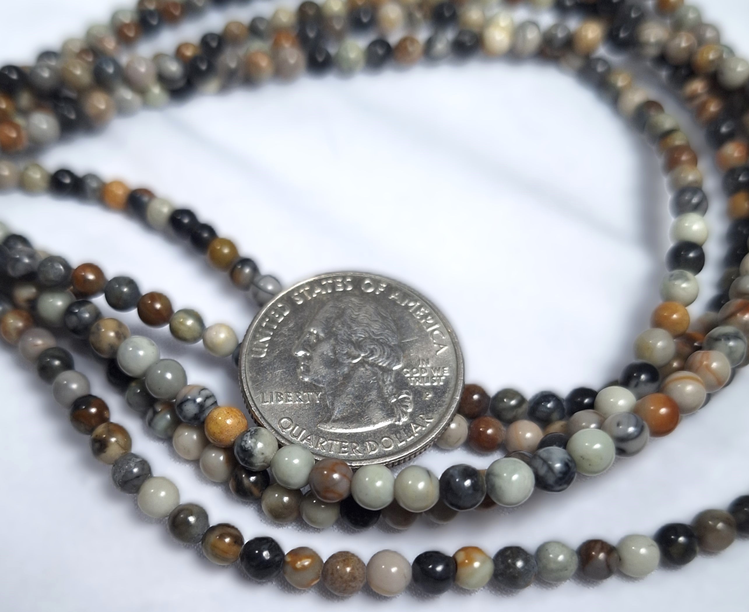 4mm Chinese Writing Round Gemstone Beads 16-Inch Strand