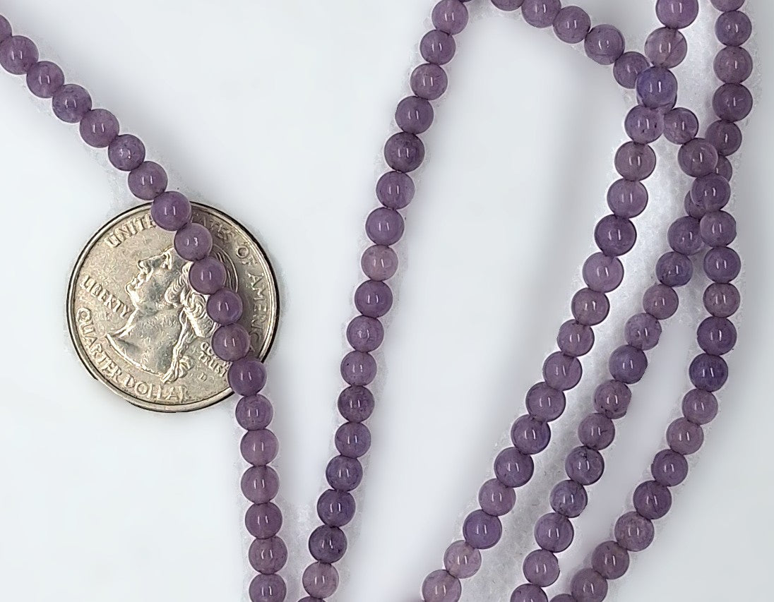 4mm Lavender Quartz Round Gemstone Beads 8-Inch Strand