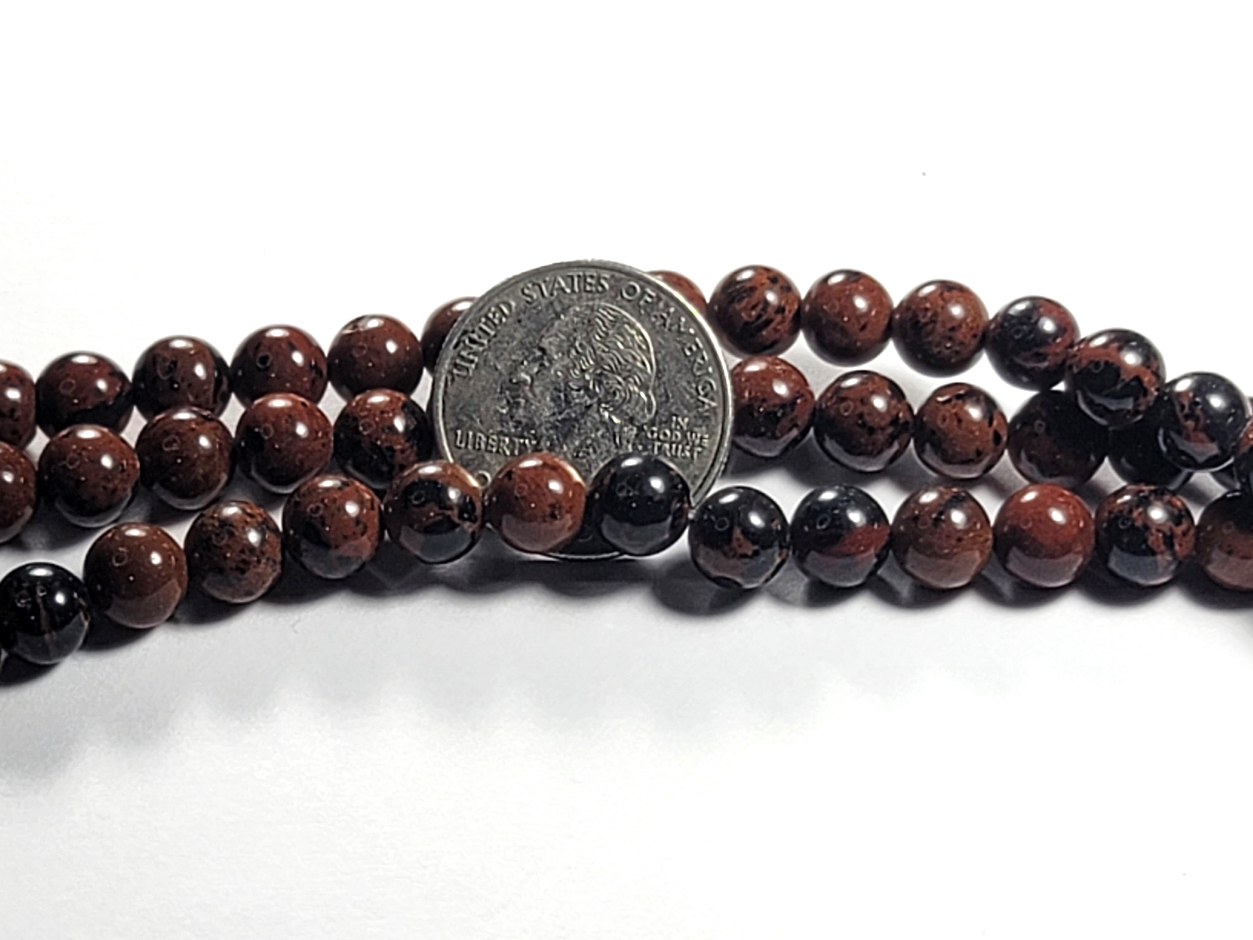 8mm Mahogany Obsidian Round Gemstone Beads 8-Inch Strand