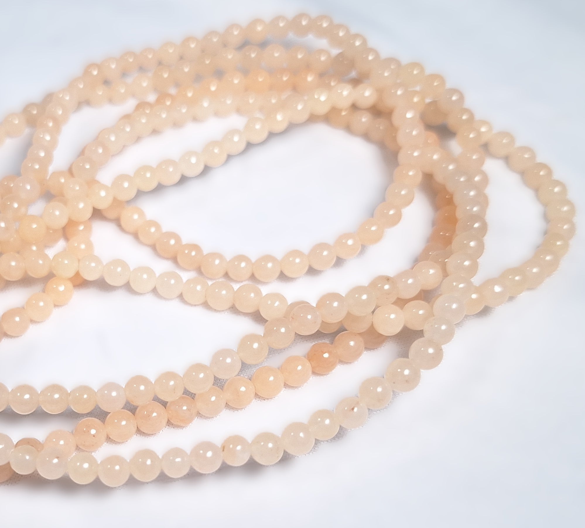 4mm Peach Aventurine Round Gemstone Beads 16-Inch Strand