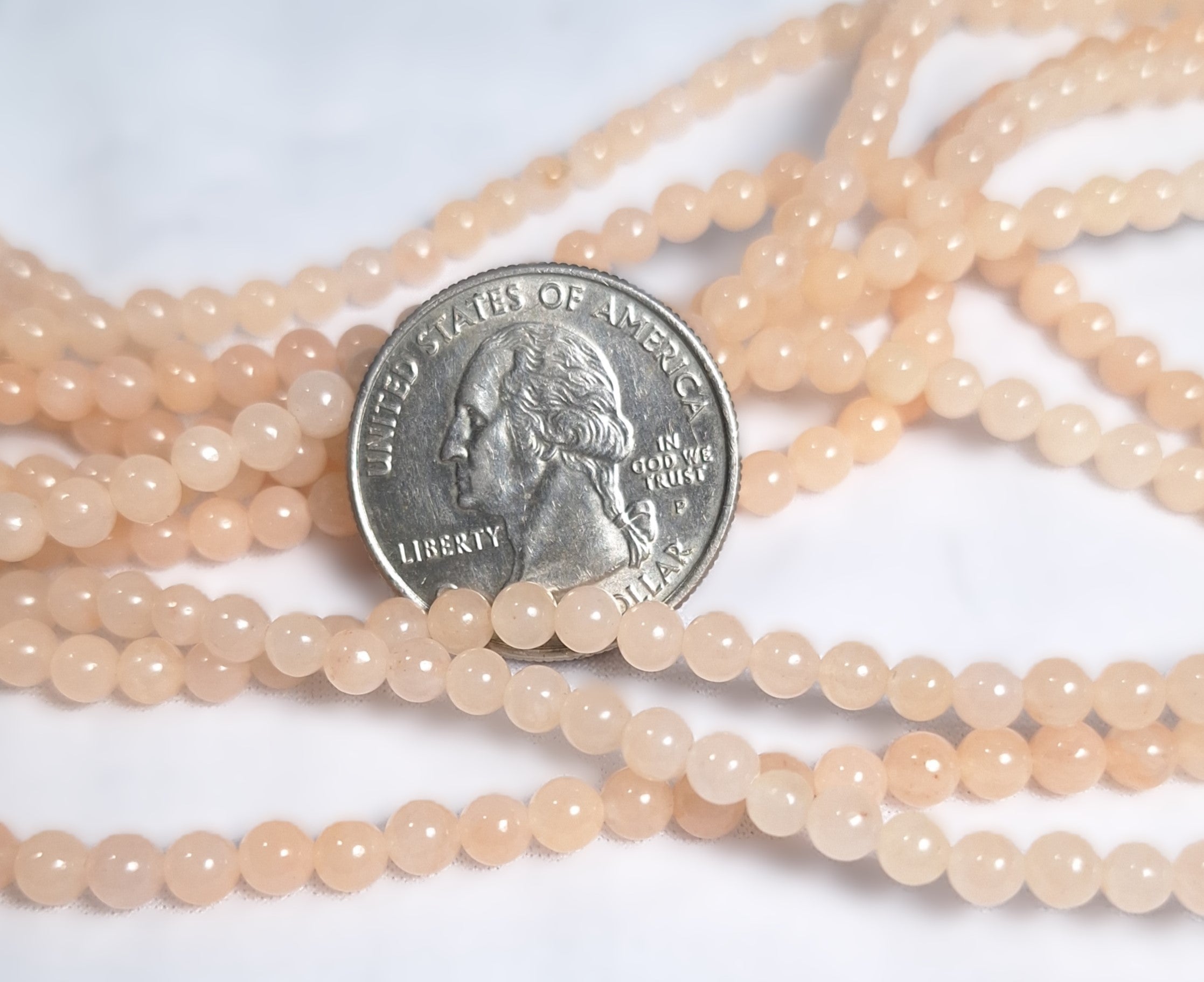 4mm Peach Aventurine Round Gemstone Beads 16-Inch Strand