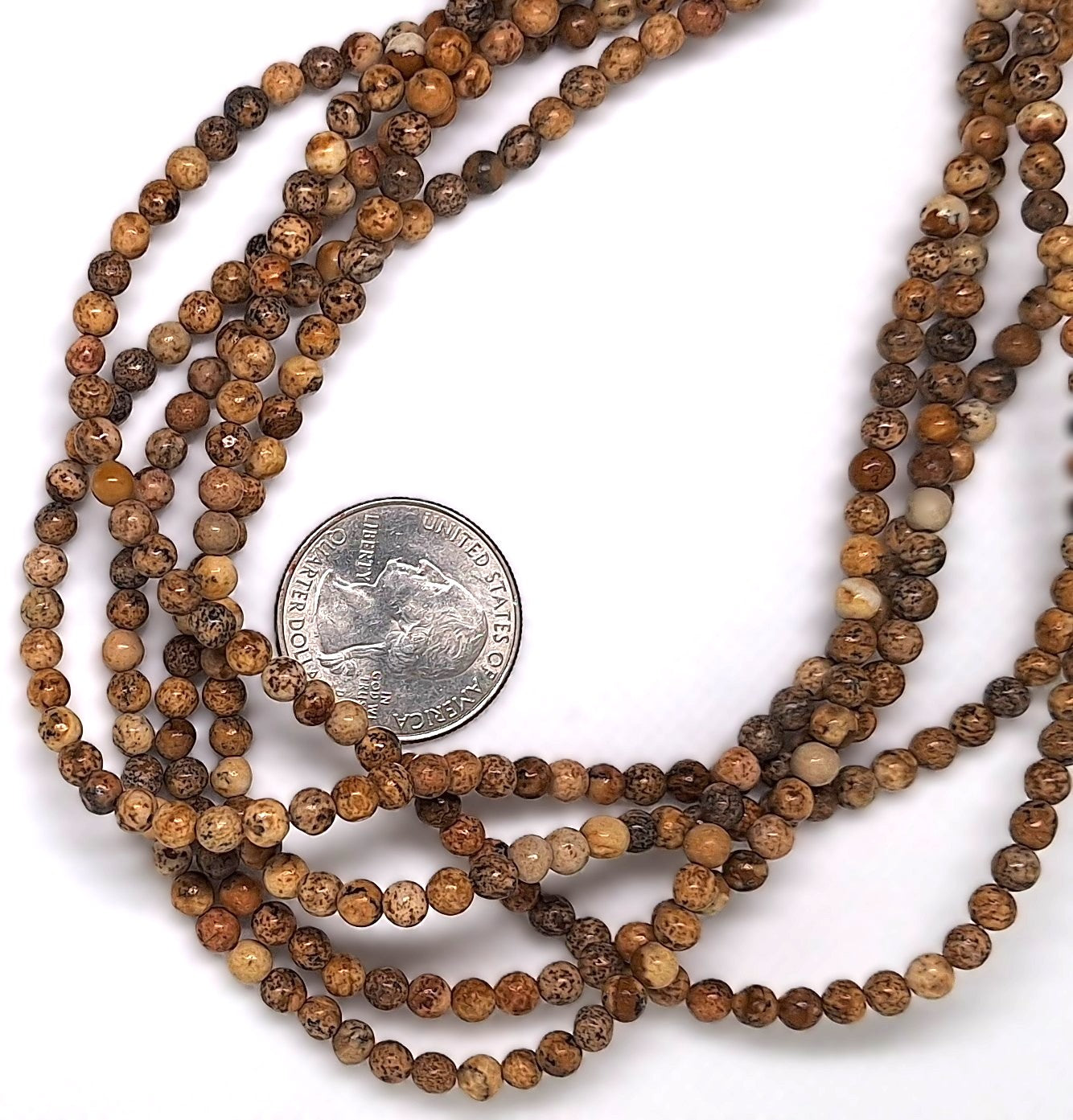 4mm Picture Jasper Round Gemstone Beads 16-inch Strand