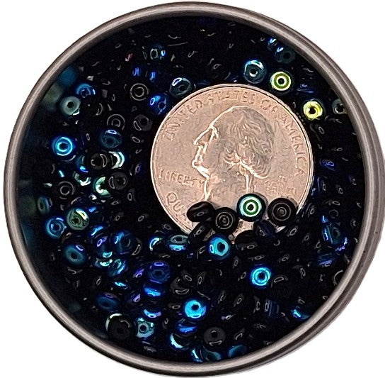 4mm Jet AB Smooth Pressed Glass Rondelle Beads 100ct