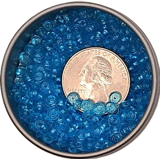 4mm Aqua Smooth Pressed Glass Rondelles Beads 100ct