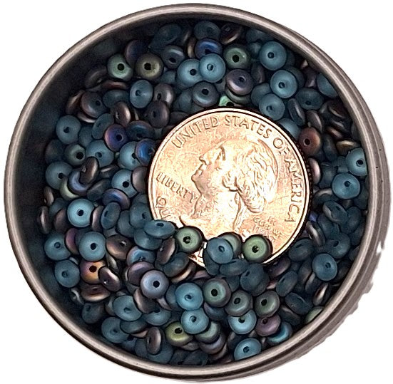 4mm Frosted Aqua Vitrail Smooth Pressed Glass Rondelle Beads 100ct