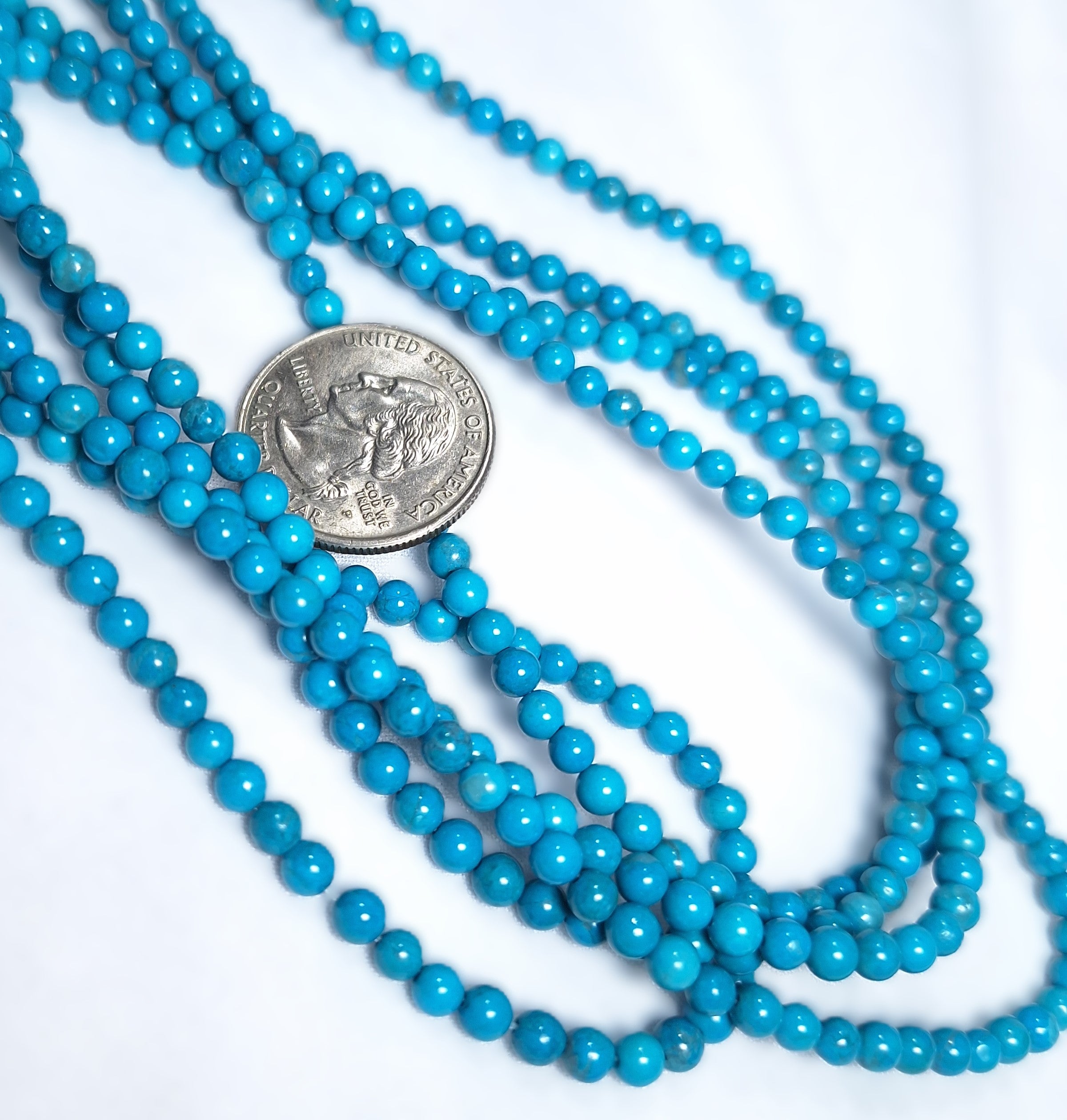 4mm Turquoise Dyed Howlite Round Gemstone Beads 16-Inch Strand