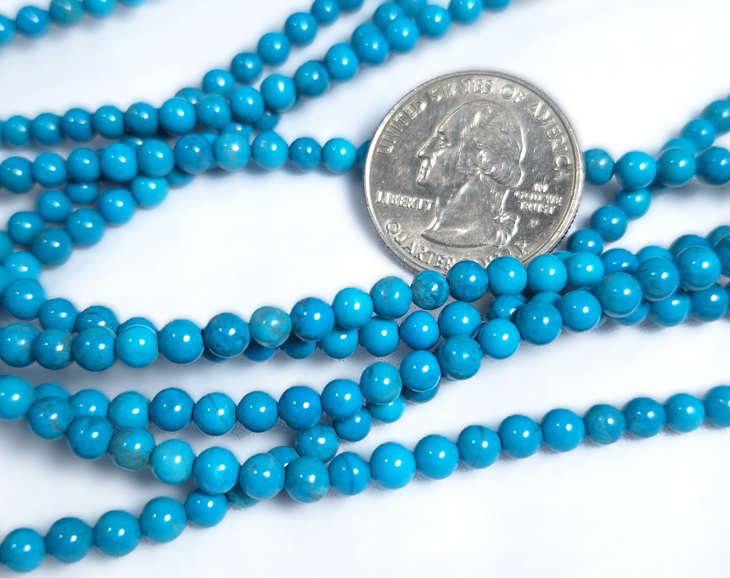 4mm Turquoise Dyed Howlite Round Gemstone Beads 16-Inch Strand