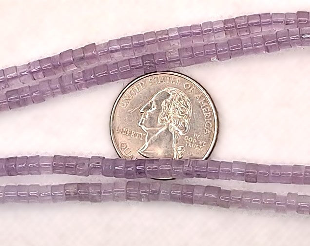 4x3mm Amethyst Heishi Gemstone Beads 8-Inch Strand