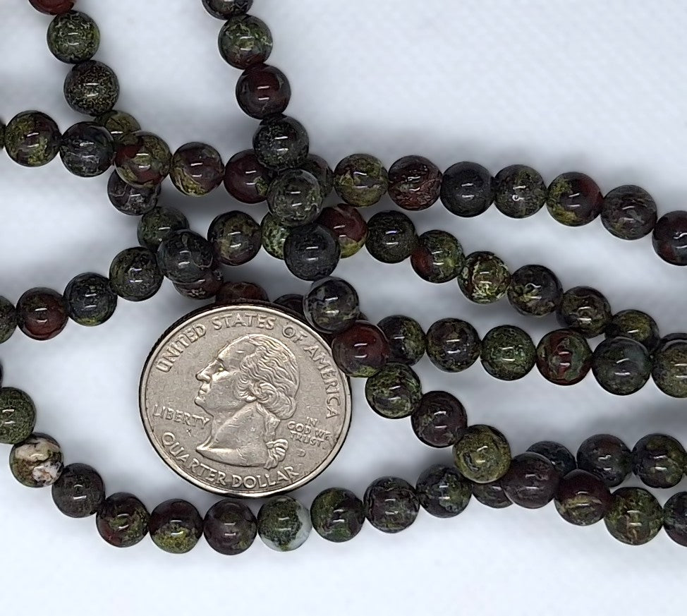 6mm Dragon Blood Jasper Gemstone Beads 8-Inch Strand