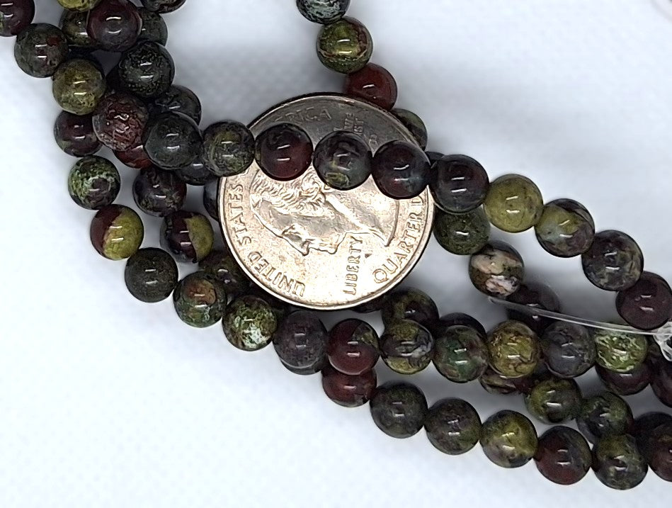6mm Dragon Blood Jasper Gemstone Beads 8-Inch Strand