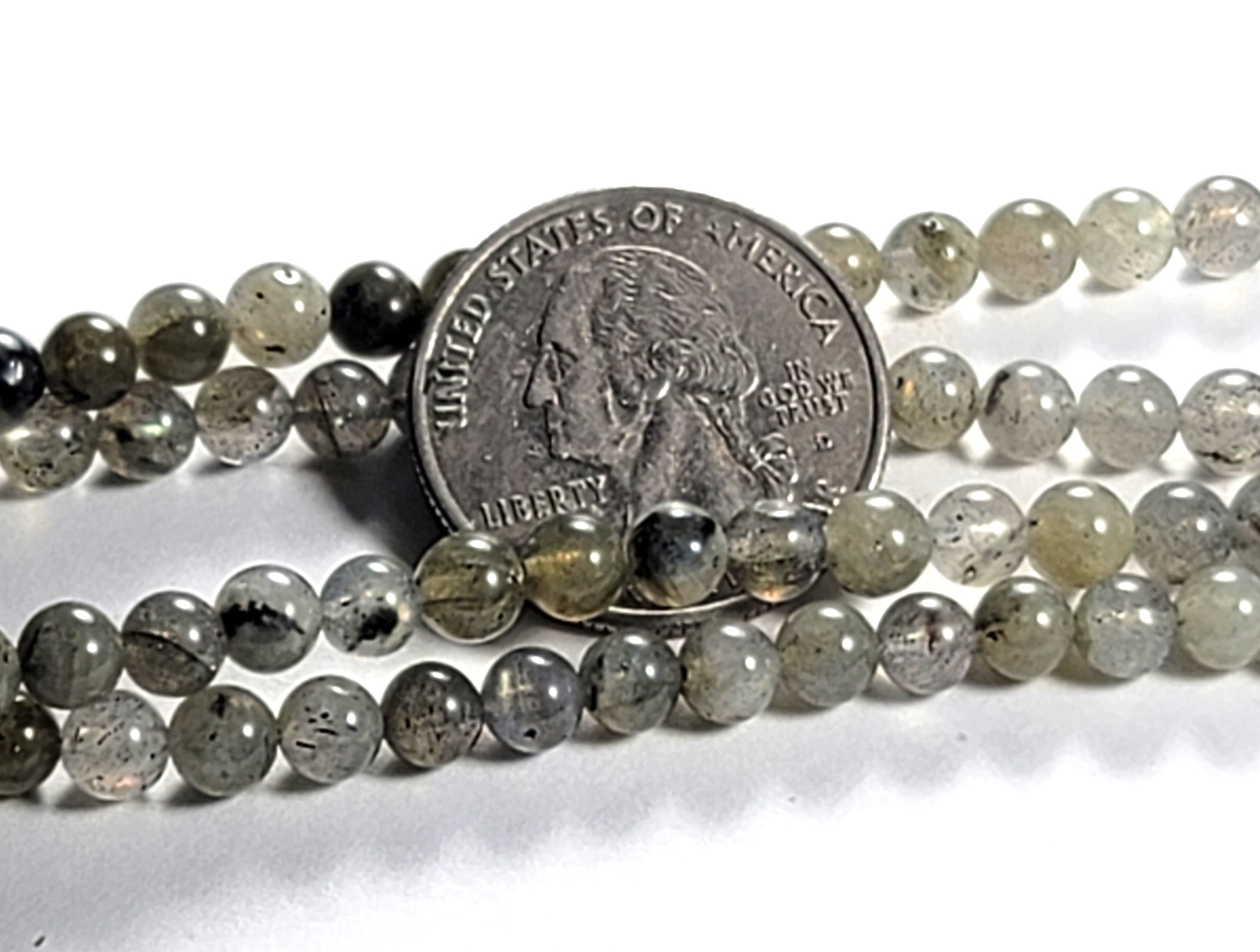 5mm Labradorite Grade AB Round Gemstone Beads 8-Inch Strand