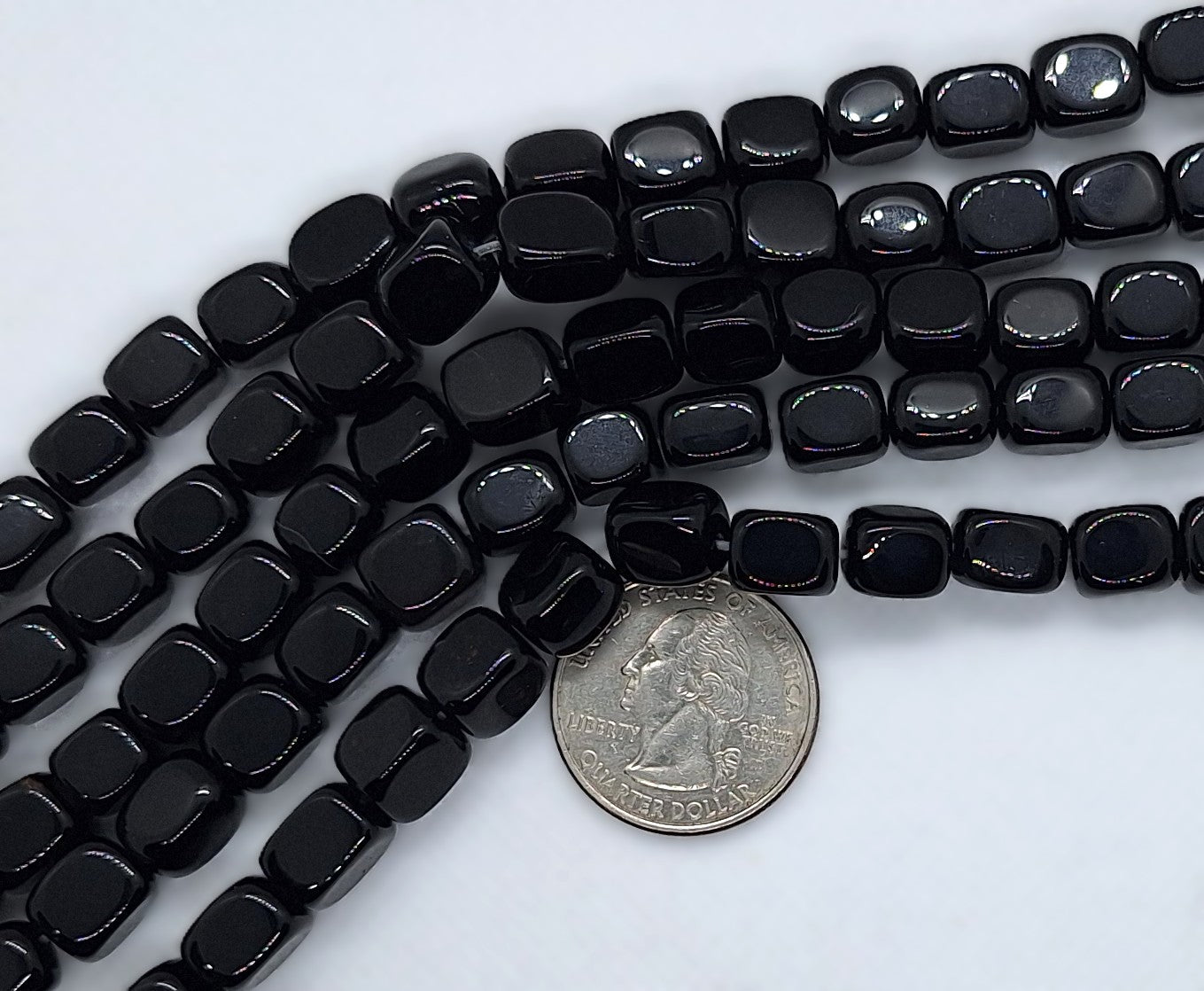 10x8mm Black Onyx Nugget Gemstone Beads 8-Inch Strand