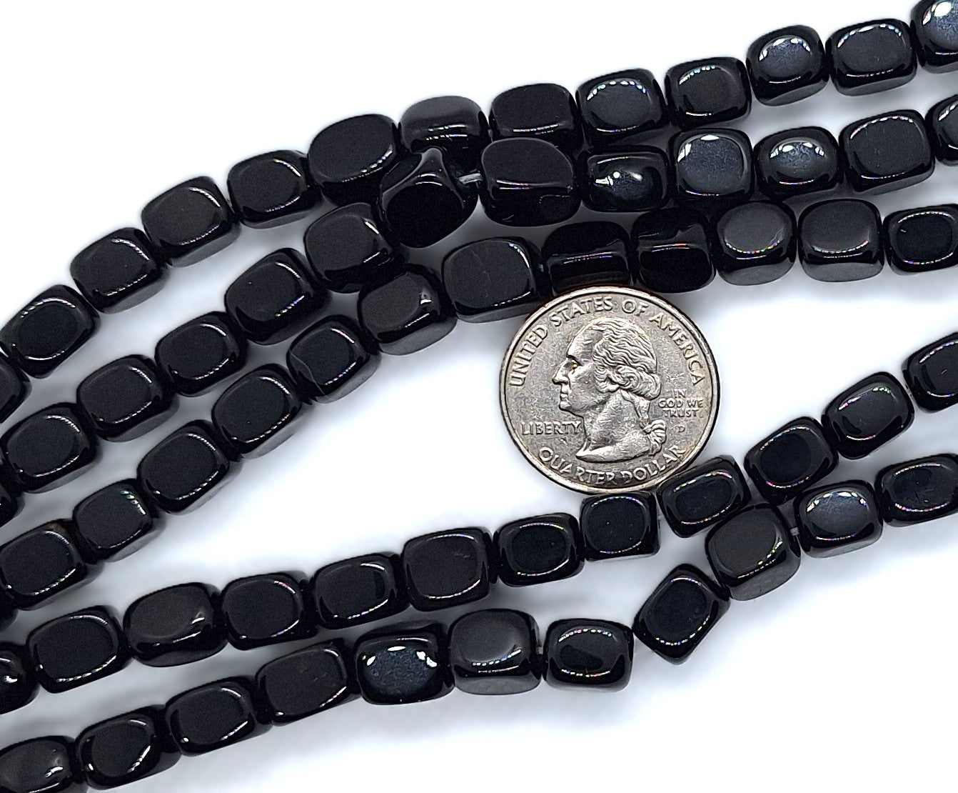 10x8mm Black Onyx Nugget Gemstone Beads 8-Inch Strand