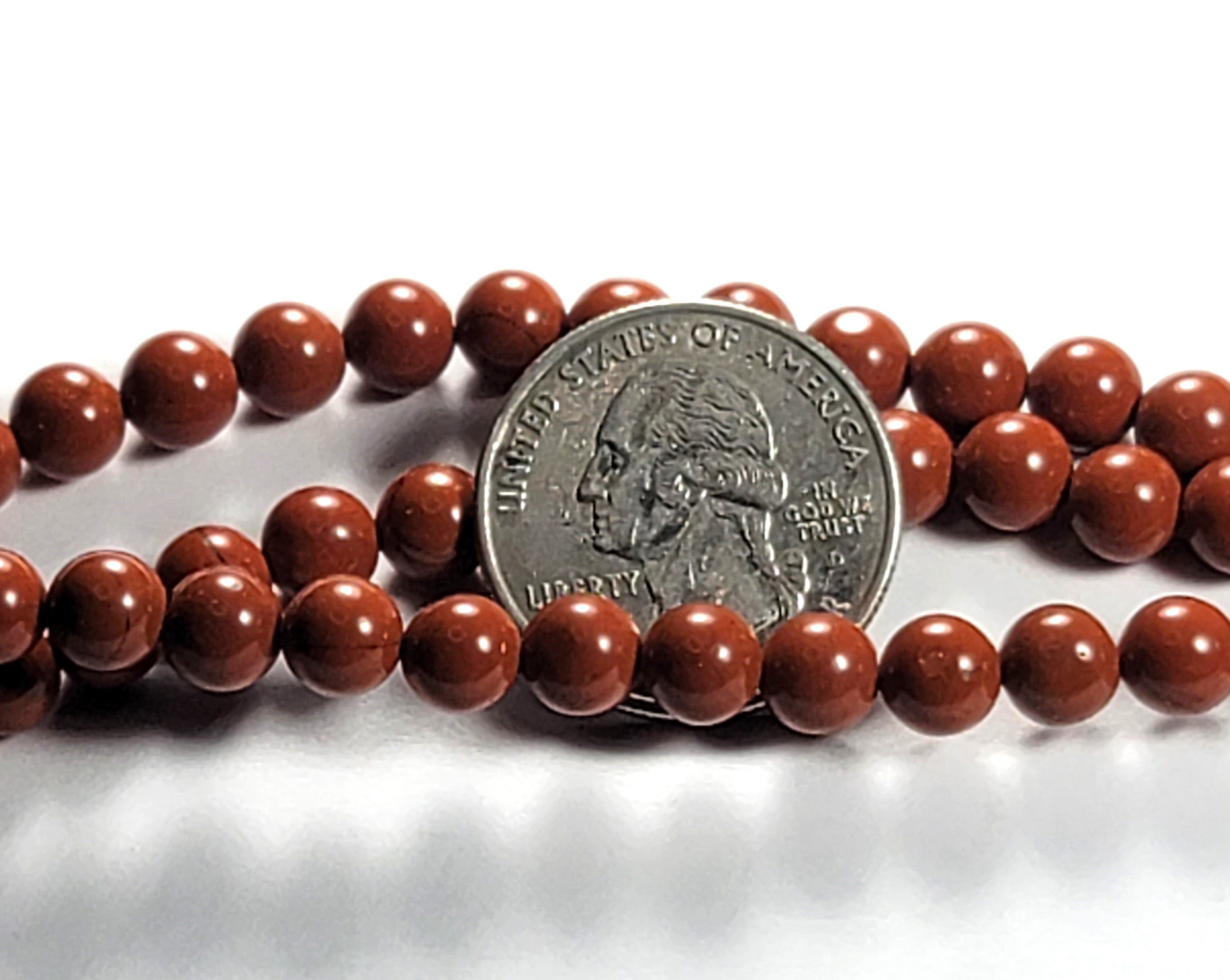 6mm Red Jasper Round Gemstone Beads 8-Inch Strand
