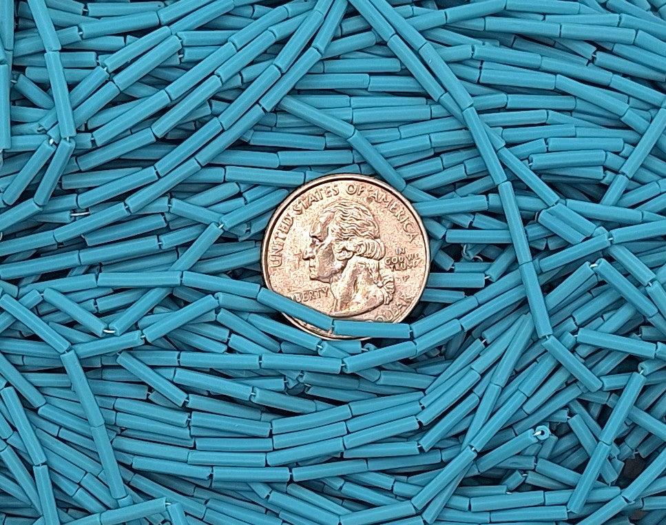 Green Turquoise Opaque Matte Size 5 Square Bugle Beads Full Hank