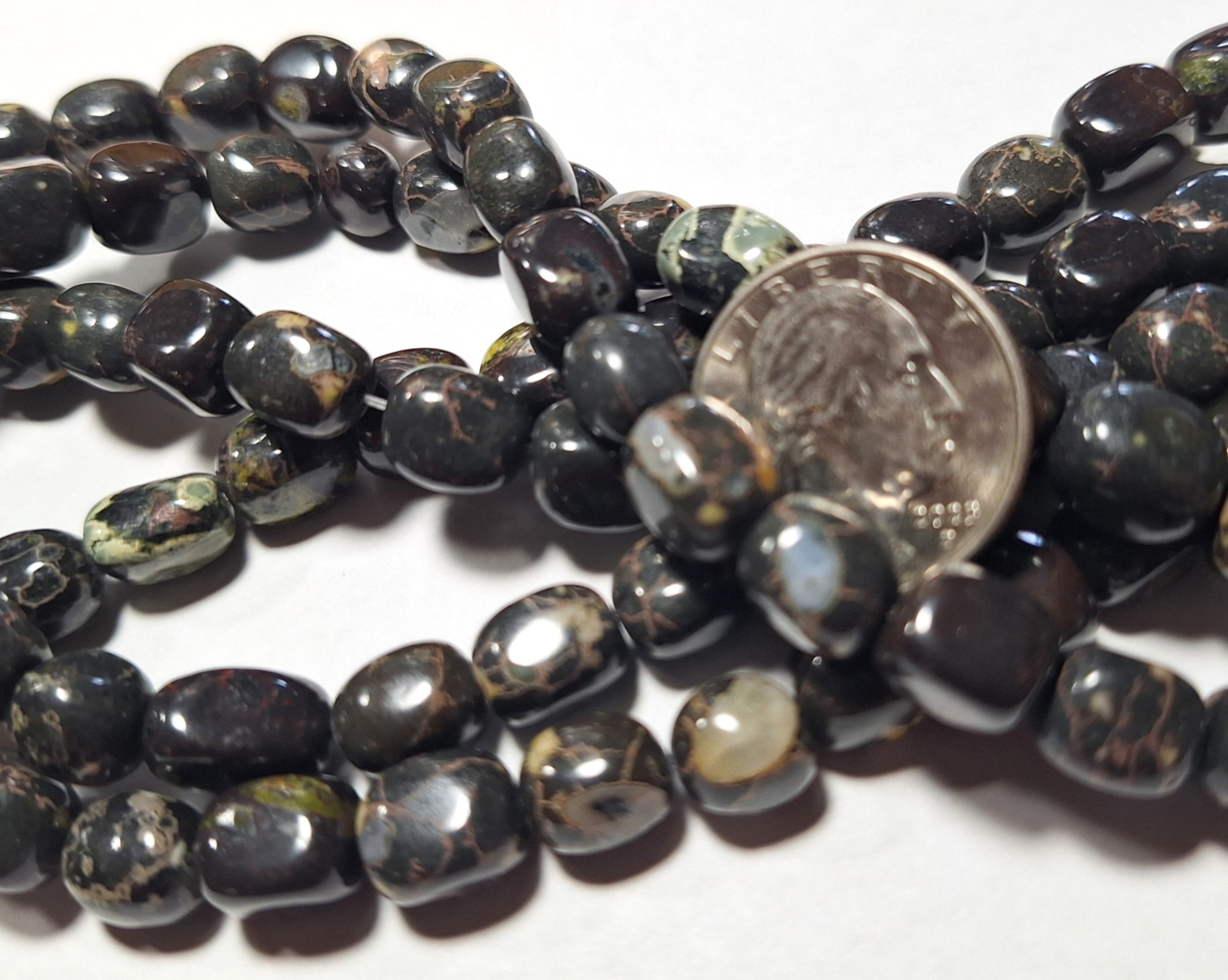 8x10mm Chinese Writing Stone Nugget Gemstone Beads 16-Inch Strand