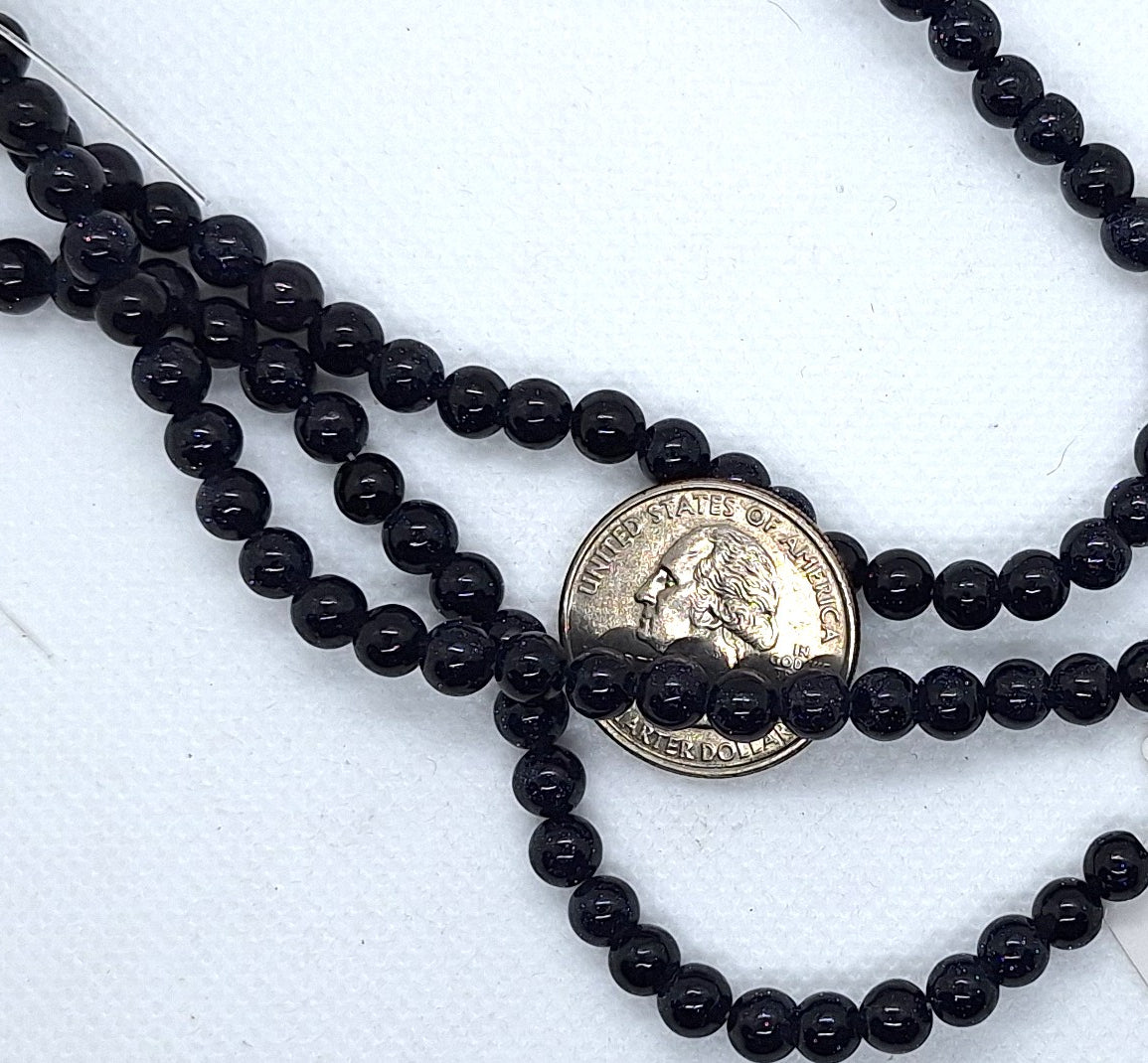6mm Blue Goldstone Round Gemstone Beads 8-Inch Strand