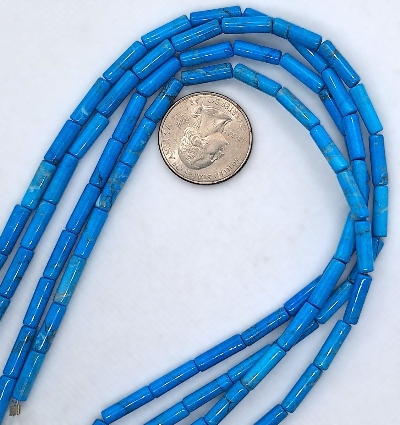 13x4mm Turquoise Blue Dyed Howlite Tube Cylinder Gemstone Beads 16-Inch Strand