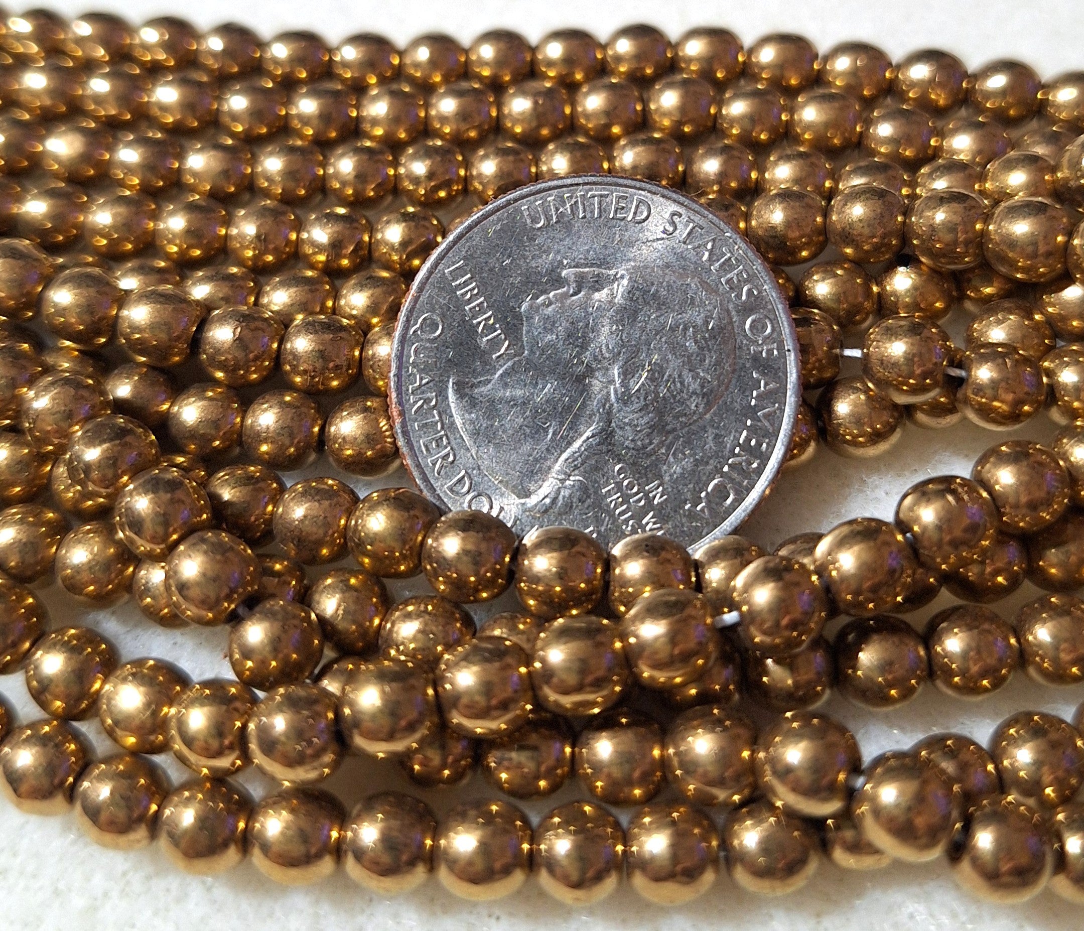 5mm Bronze Metallic Smooth Round Druk Glass Beads 50ct