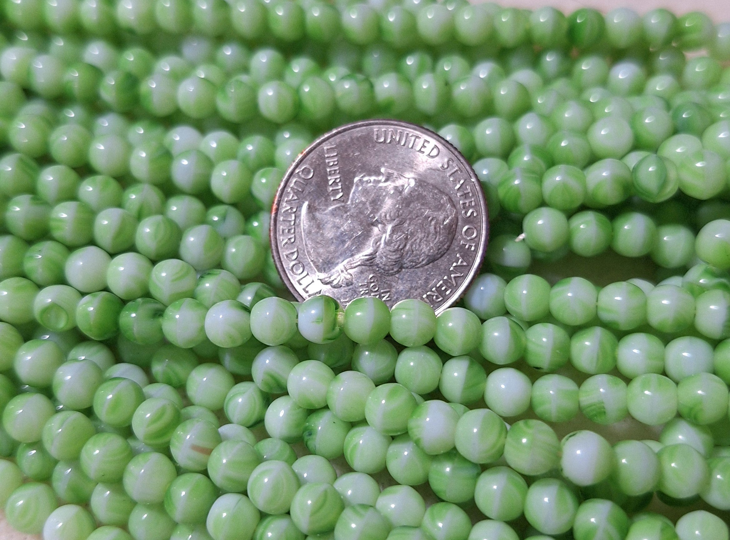 5mm Green Quartz Smooth Round Druk Glass Beads 50ct