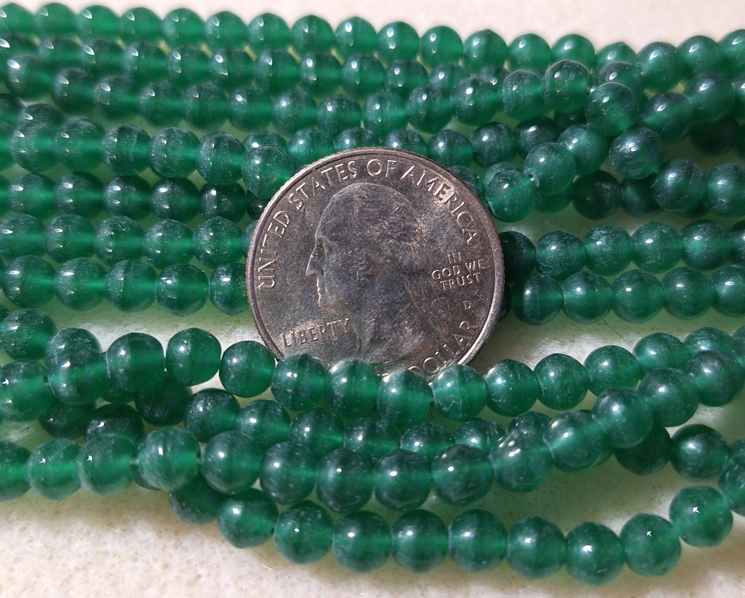 5mm Jade Green Transparent Smooth Round Druk Glass Beads 50ct