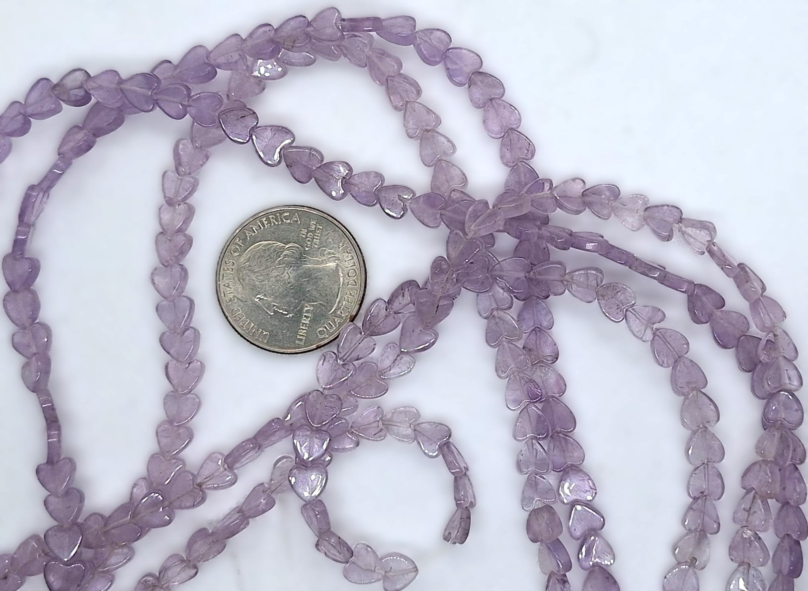 6mm Amethyst Flat Heart Gemstone Beads 16-Inch Strand