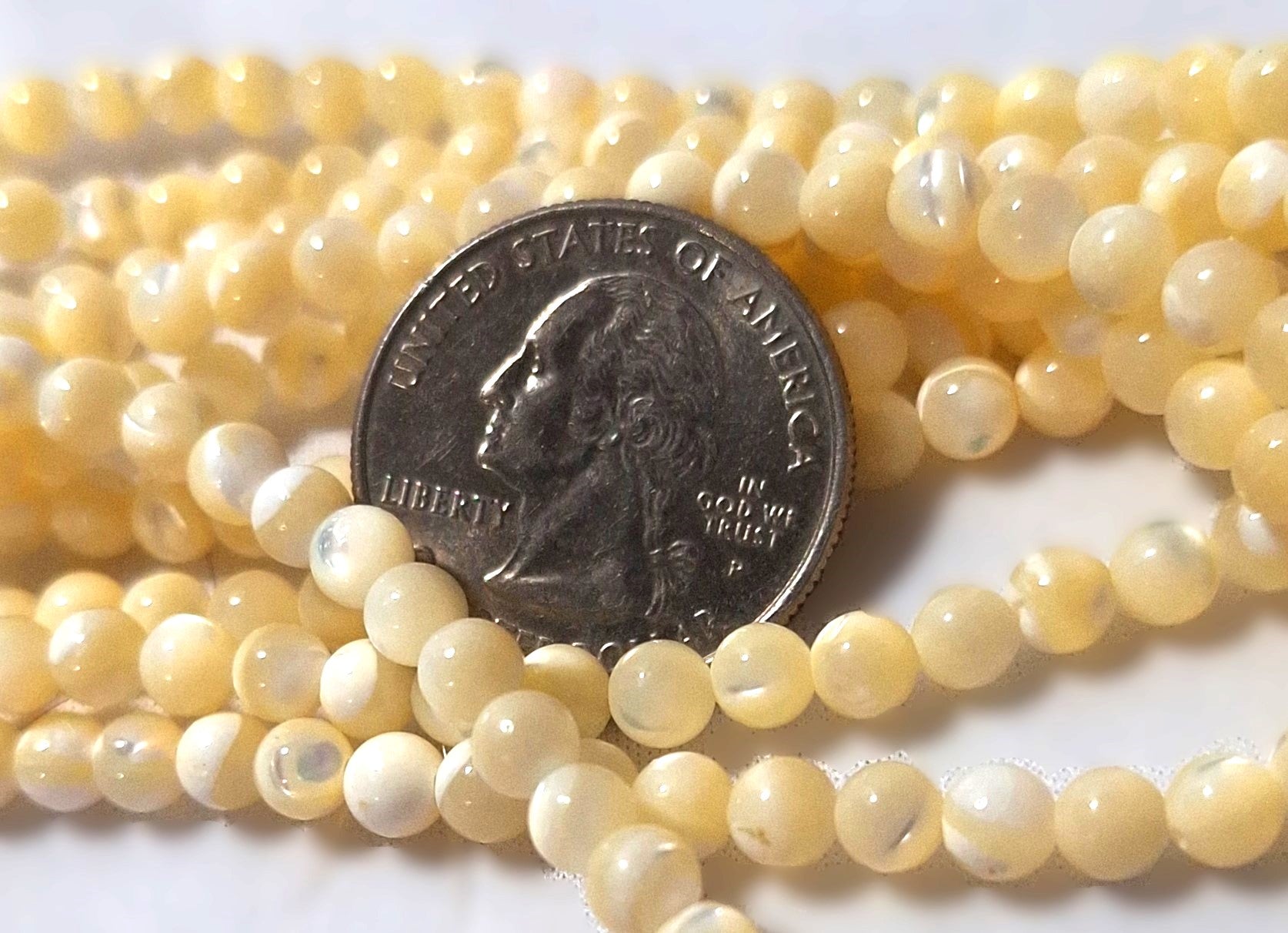 5mm Mother of Pearl MOP Round Beads 16-Inch Strand