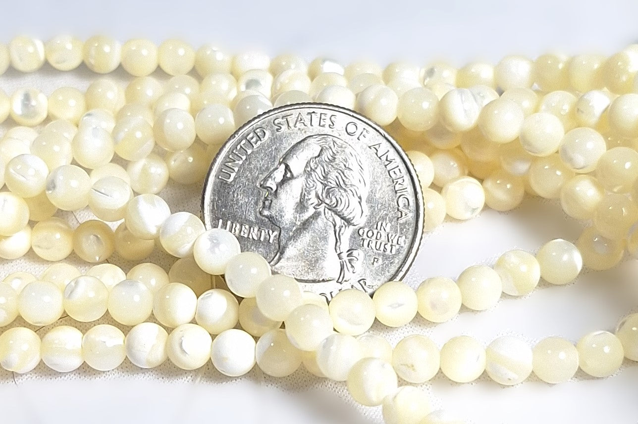 5mm Mother of Pearl MOP Round Beads 16-Inch Strand