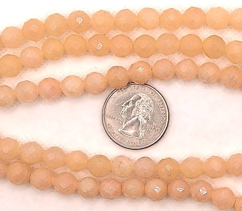 8mm Peach Aventurine Faceted Round Gemstone Beads 8-Inch Strand