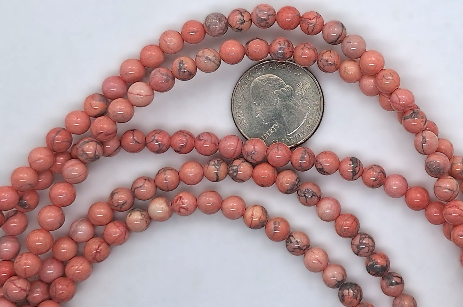 6mm Pink Howlite Round Gemstone Beads 16-Inch Strand