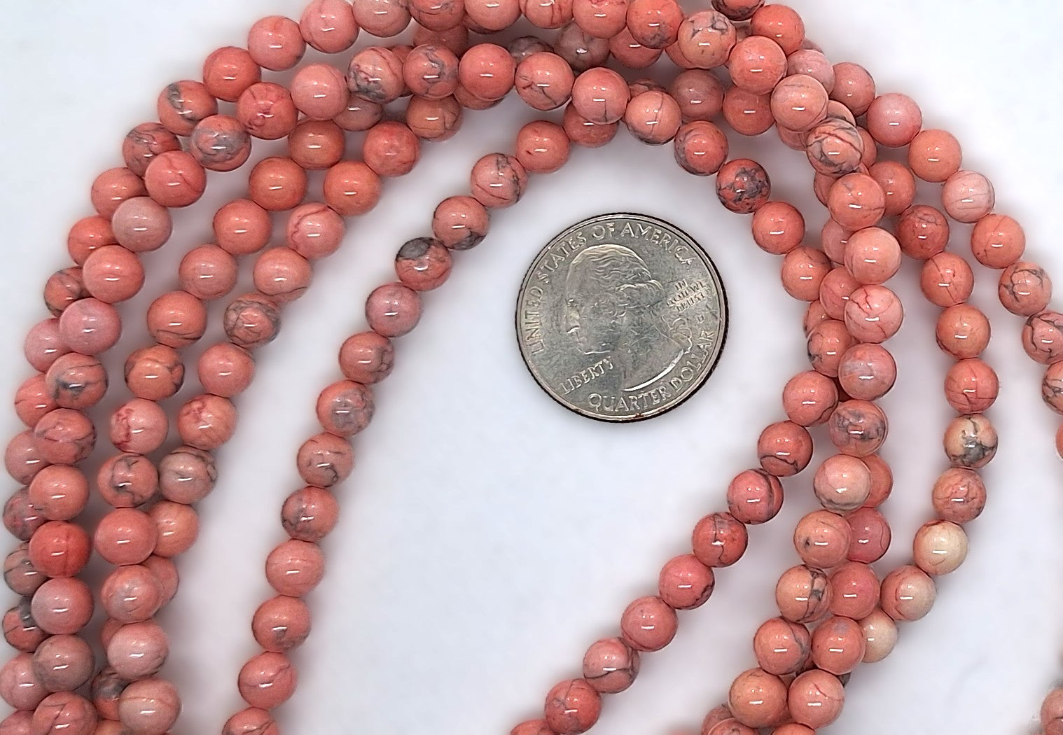 6mm Pink Howlite Round Gemstone Beads 16-Inch Strand