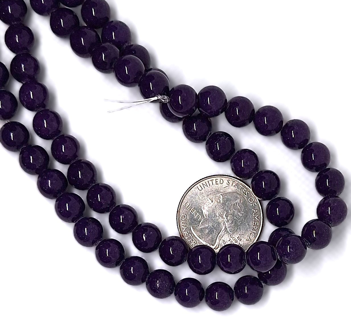 8mm Purple Dyed Jade Round Gemstone Beads 16-inch Strand