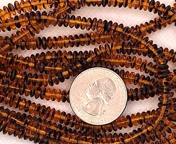 5mm Tortoise Shell Transparent Smooth Pressed Glass Rondelle Beads 75ct