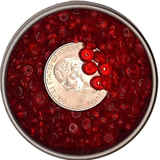 5mm Siam Red Transparent Smooth Pressed Glass Rondelle Beads 75ct