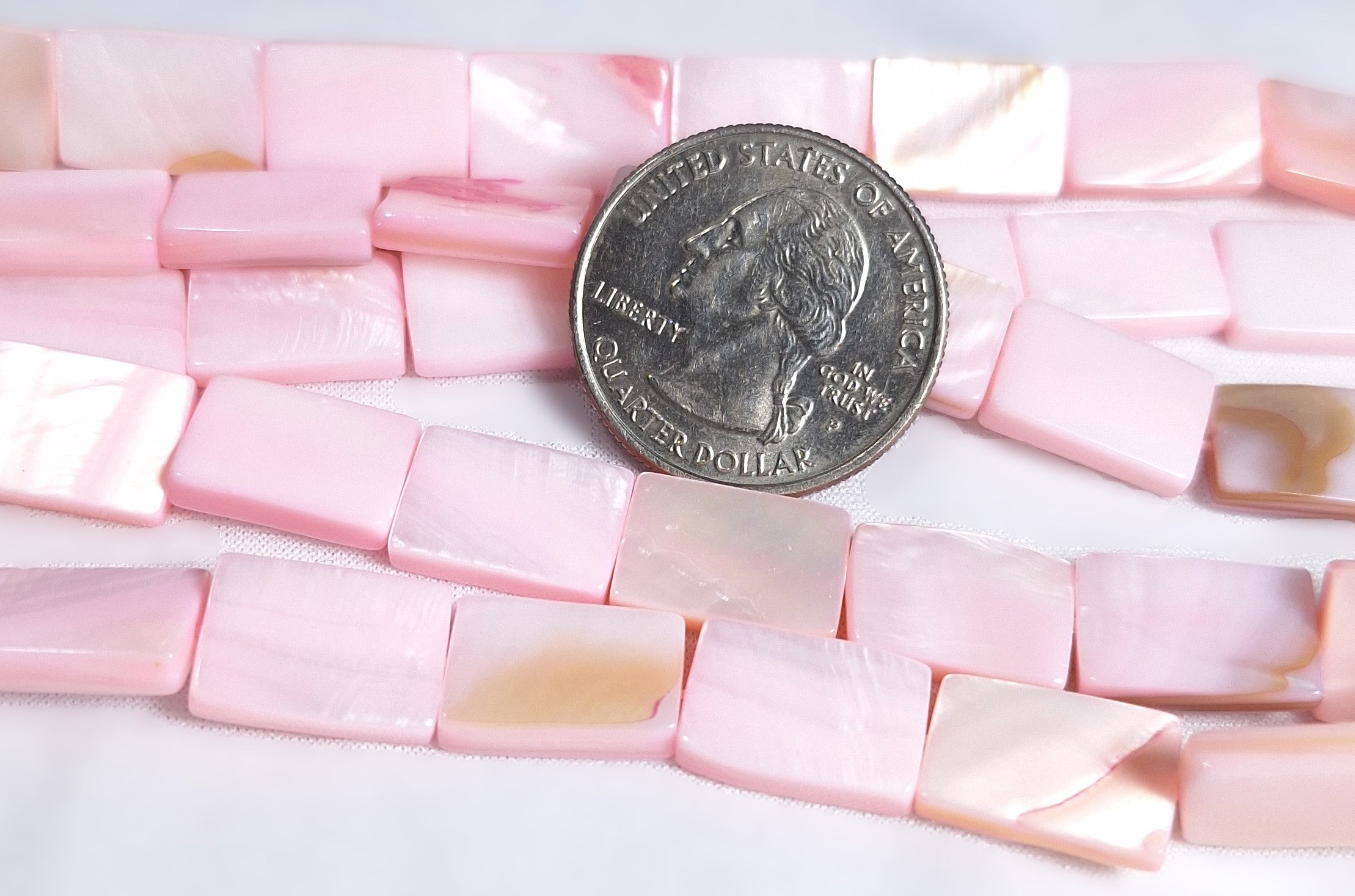 14x10mm Pink Shell Flat Rectangle Beads 16-Inch Strand