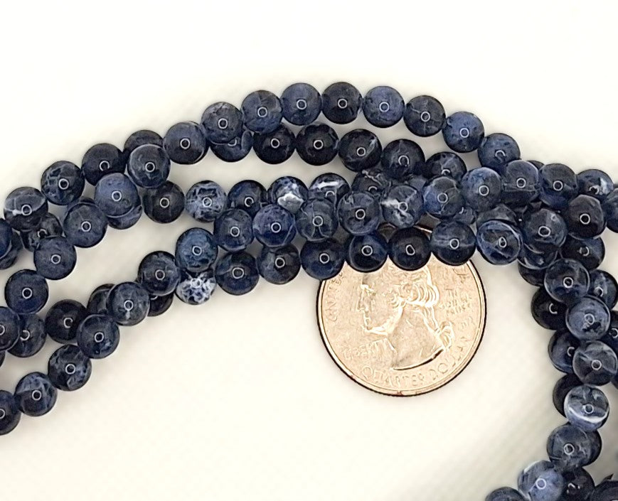 6mm Sodalite Round Gemstone Beads 8-inch Strand