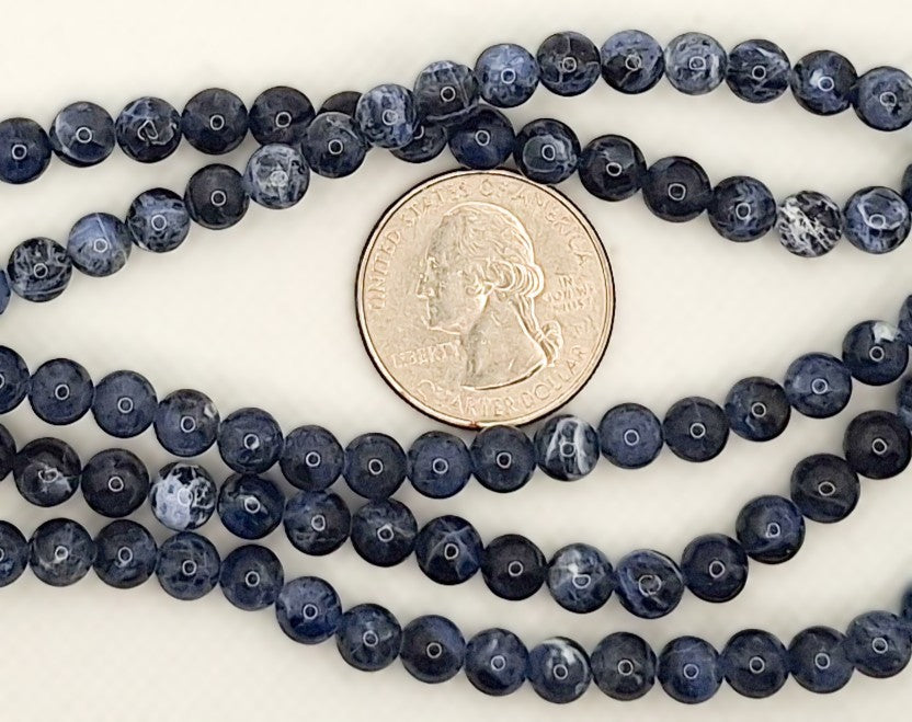 6mm Sodalite Round Gemstone Beads 8-inch Strand